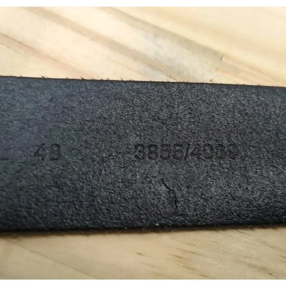 Lands End Black Leather Belt Mens Sz 48 1-3/8”Wide